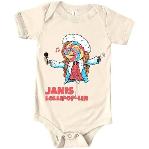 Little Groupies JANIS LOLLIPOP-LIN Baby Onesie, 100% Cotton, Sizes 3-24m, Girl-Babies, Baby Retro Rock Onesie