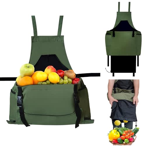 Gardening Apron, Harvest Apron Gardening Gifts for Men Gardening Apron with Pockets for Women, Green