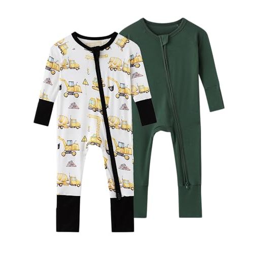 SUZEL Bamboo Viscose Baby Pajamas Boys Girls Zippy Pjs Sleep 'N Play Romper - 0-24 Months