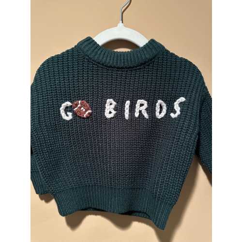 Philadelphia Eagles "Go Birds" Infant/Toddler Hand Embroidered Sweater
