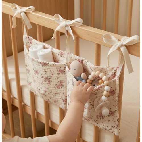 Organiseur de lit de bébé Sacs suspendus pour biberons Sac de rangement pour bavoirs Organiseur de lit de bébé Couches pour bébé Dortoir - Lits