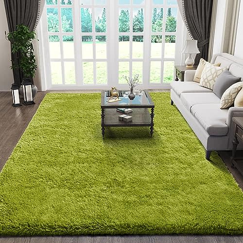 Ophanie Green Rugs for Living Room 5x8, Grass Shag Fluffy Large Fuzzy Plush Soft Carpets, Floor Shaggy Area Rugs for Bedroom, Carpet for Kids Boys Girls Dorm Nursery Home Decor Aesthetic