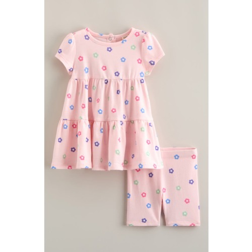 Floral Print Tiered Dress & Shorts Set