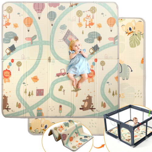 "JoyStone 78""X70"" Large Reversible, Non-Toxic, Waterproof, Foldable Baby Play Mat"