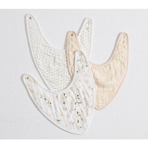 Meredith Muslin Drool Bib Set Of 3, Blush Multi
