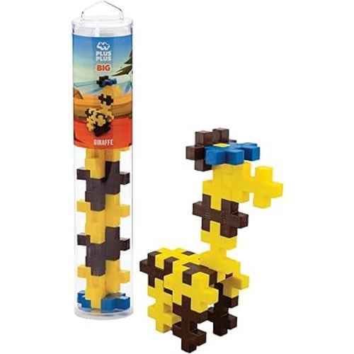 PLUS PLUS Big - Instructed Tube - 15 Piece Giraffe - Construction Building Stem/Steam Toy, Interlocking Large Puzzle Blocks for Toddlers and Preschool