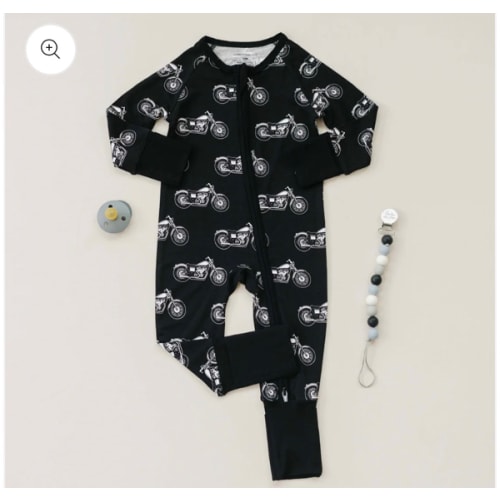 Bamboo Zip Romper | Born to Ride Black – Witching Hour Baby