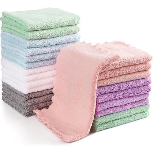 Orighty Baby Washcloths 24-Pack(7''x9''), Microfiber Coral Fleece Baby Towels, Super Soft and Absorbent Wash Cloths for Newborns, Infants and Toddlers, Gentle on Delicate Skin for Face Hands and Body