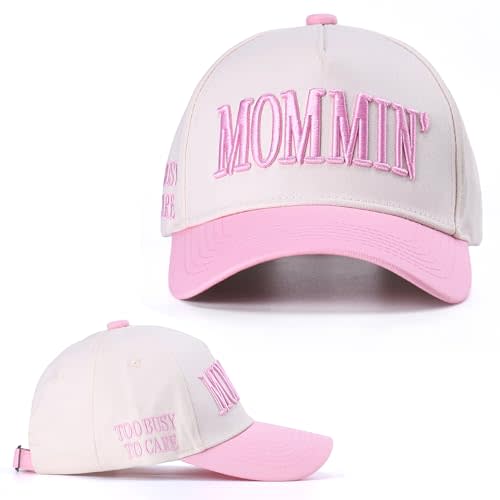 Vintage Two-Tone Trucker Hat Adjustable Baseball Cap with Mommin Embroidery Ponytail Fit Unisex Outdoor Casual Headwear