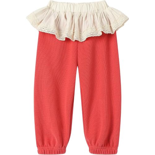 Baby Toddler Girls Joggers Ruffle Trim Solid Floral Elastic Waist Sweatpants 12M-5Y