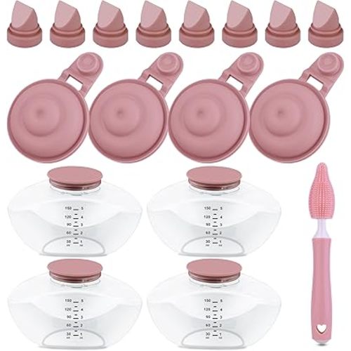 Replacement Parts Kit for Momcozy M9 Wearable Breast Pump – Includes 4pcs Breastmilk Container, 8pcs Duckbill Valves, 4pcs Membranes & Cleaning Brush, BPA-Free, Easy to Clean