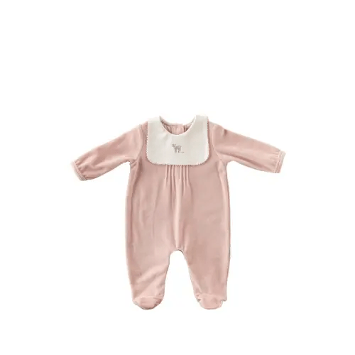 Andywawa deer-embroidered bib-detail Babygrow | Pink | FARFETCH