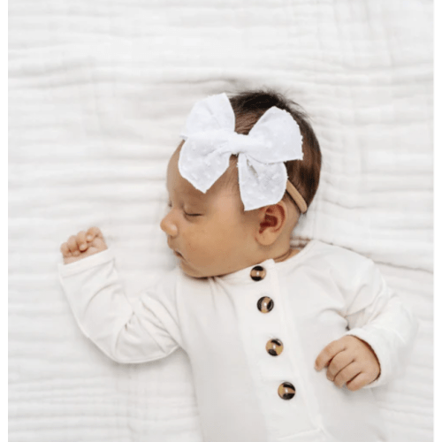 Heirloom Bow - White Swiss Dot Headband