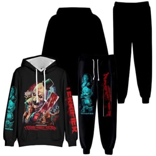 Unisex Terrifier Cosplay Sweatshirt Sweatpants Suit Art Causal Hoodie Pants for Halloween Costume