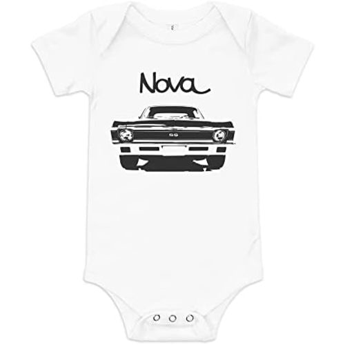 1972 Chevy Nova American Muscle Classic car Drag Racing Hot Rod SS Baby Onesie Short Sleeve one Piece