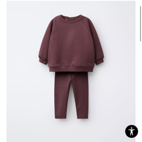 SWEATSHIRT AND PLAIN LEGGING SET - Eggplant | ZARA United States