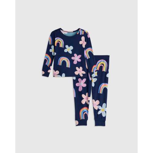 Bamboo Long Sleeve and Pant Pajama Set - Baby in Rainbow Garden