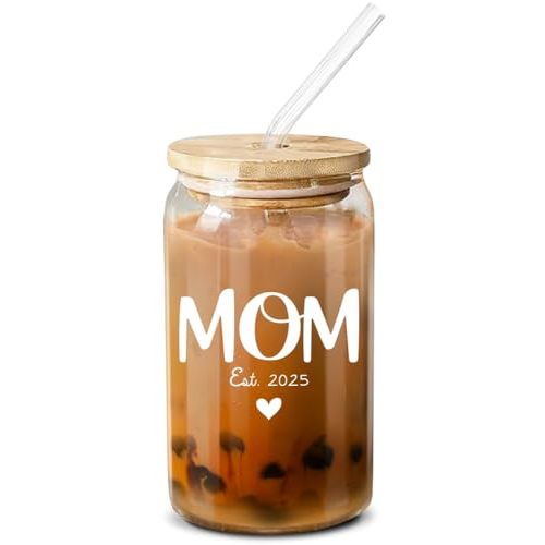 NewEleven First Christmas Gifts For New Mom 2025 – Pregnancy Gifts For First Time Mom, Pregnant Mommy, Expecting Mother, Moms To Be, Mommy To Be, New Moms - 16 Oz Coffee Glass