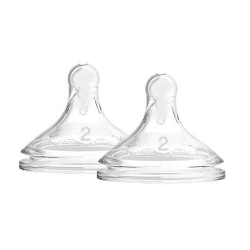Dr. Brown's Natural Flow® Level 2 Wide-Neck Silicone Bottle Nipples (2-Pack) - CLEAR - STAGE 2