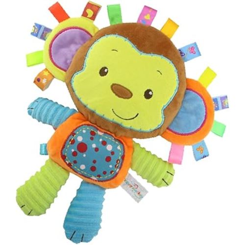 Monkey Taggie Activity Blanket and Sensory Toy Baby Gifts for Newborns Baby,Infant,Lovey Soft Toy - Clam Down and Play Your Baby, Baby taggy Toy