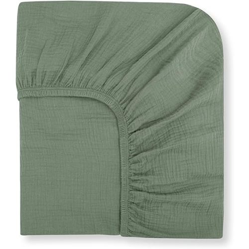 Nora's Nursery Muslin Crib Sheets - 100% Organic Cotton Crib Sheets - Fits Standard Crib and Toddler Bed Mattress Size - Breathable & Fitted Crib Sheet for Baby Girl & Boy - Sage Green