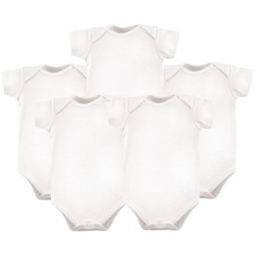 Luvable Friends Cotton Bodysuits 5pk, White, Size: 3-6 months