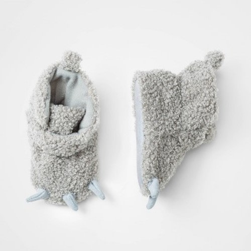 Baby Boys' Bear Booties - Cloud Island™ Gray 0-3M