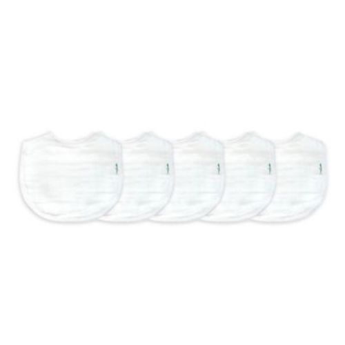 green sprouts® 5-pack Organic Cotton Muslin Bibs in White - WHITE - 0-12 MONTHS