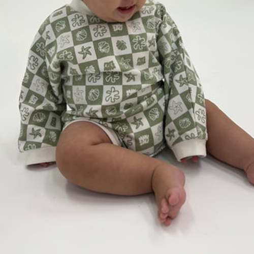 Long Sleeve Boxy Romper - Under The Sea – Mini Zali