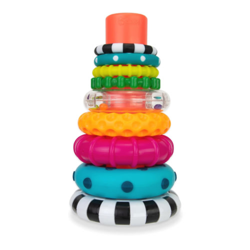 Sassy Stacks of Circles Stacking Ring STEM Learning Toy, Age 6+ Months, Multi, 9 Piece Set