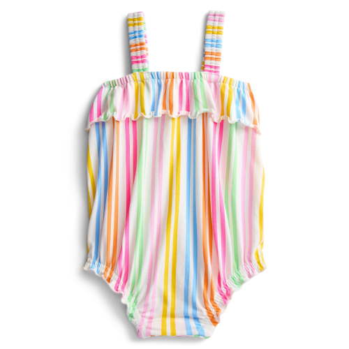 Wonder Nation Baby Girls' Stripe Ruffle Tank Romper, Sizes 0M-24M
