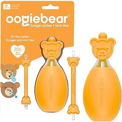 oogiebear: BearPair Baby Nose Cleaner & Ear Wax Removal Tool with Nasal Aspirator - Safe Booger & Earwax Removal for Newborns, Infants, Toddlers - Essential Baby Stuff, Diaper Bag Must-Have - Orange