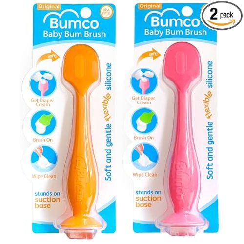 Bumco Diaper Cream Spatula (2-Pack) - BPA-Free Diaper Bag Essentials, Soft & Flexible Butt Spatula Baby, Mom-Invented Butt Paste Spatula, Diaper Cream Applicator, Bumco Baby Bum Brush, Diaper Spatula
