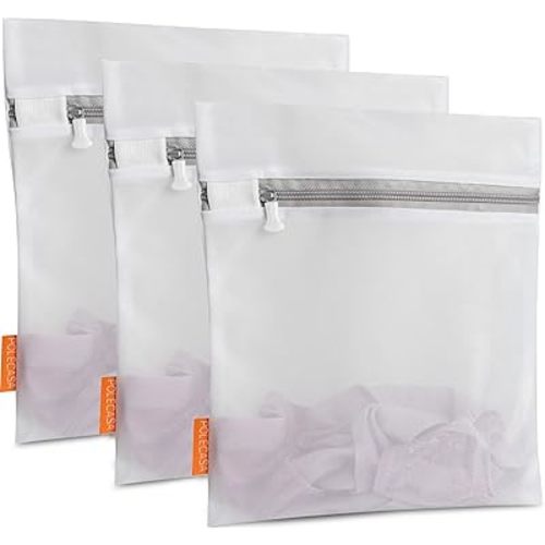 3 Small - Polecasa Premium Soft Fine Mesh Laundry Bags with Sturdy Zipper for Delicates - 9 x 12 Inches