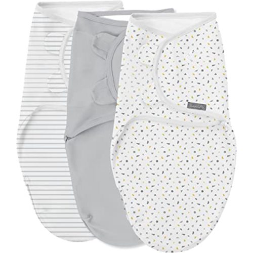SwaddleMe by Ingenuity Original Swaddle, 100% Cotton, Improves Sleep & Calms Startle Reflex, 0-3 Months, 3-Pack - Confetti
