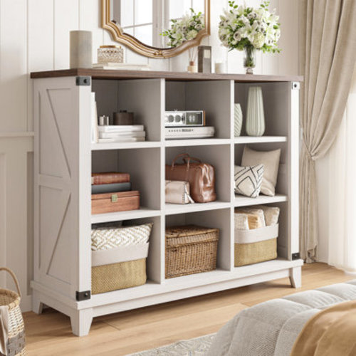 Gracie Oaks 9-cube Bookcase, 3 Tier Shelf Cube Storage Organizer, Wood Cube Bookshelf With Anti-tip & Reviews | Wayfair