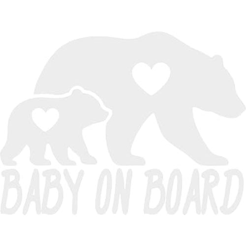 STICKER DAD - Baby on Board (Bears) Die-Cut Vinyl Decal - (Size: 6 inch X 4.5 inch Color: You Choose) - for Car, Truck, Windows, RV, Trailers, Bumpers, Laptop, Lockers, etc. (White)