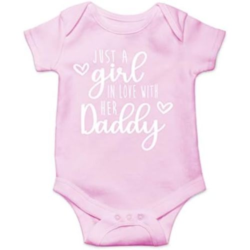 AW Fashions Just A Girl In Love With Her Daddy Baby Bodysuit Funny Adorable Infant Girls Princess Romper