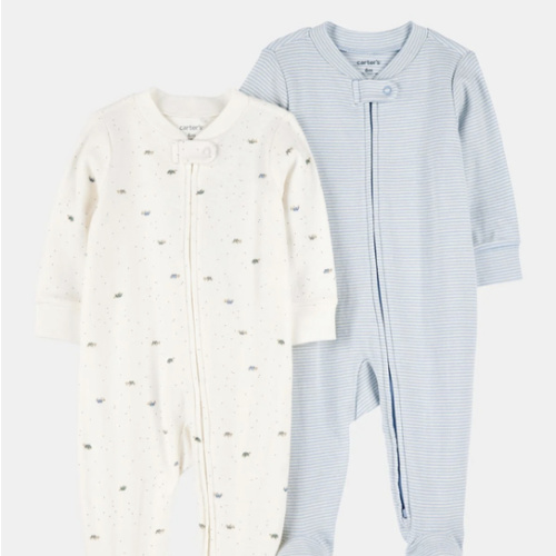Baby Boy 2-Pack 2-Way Zip Cotton Sleep & Play Pajamas - Blue/White | Carter's