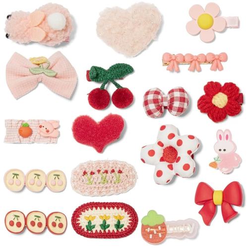 Hair Clips for Girls 18 Pcs No Slip Assorted Barrettes for Kids Bows Pink Red Cute Hair Accessories for Little Girls Teens Toddlers Child Kids Gifts