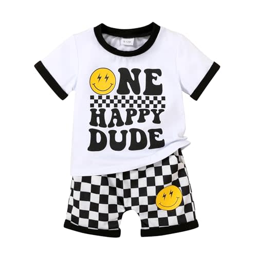 Happy Town Baby Boy Summer Clothes One Happy Dude 1st Birthday Outfits Smile Cool Short Sets
