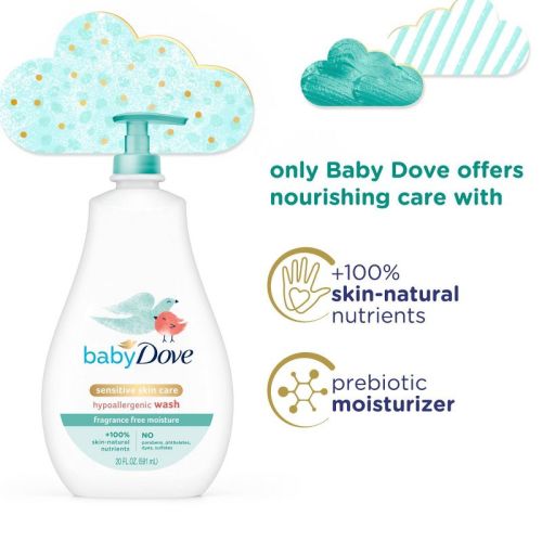 Baby Dove Fragrance Free Moisture Baby Body Wash & Shampoo Hypoallergenic for Eczema-Prone Skin - 20 fl oz