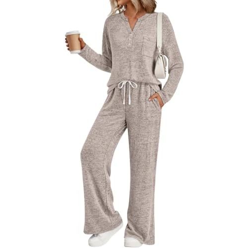 LILLUSORY Womens 2 Piece Lounge Sets Winter Outfits 2025 Sweatsuit Matching Pjs Airport Vacation Travel Fall Pajamas Fashion