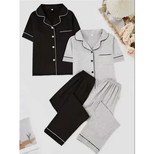 Women's Homecoming, Short Sleeve Long Pants Set, Milk Silk Lapel | Black Friday Sale TikTok Shop