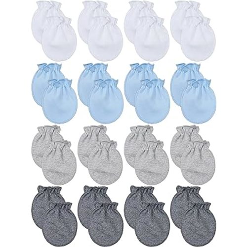 16 Pairs Newborn Baby Cotton Mittens No Scratch Gloves Unisex Newborn Mittens for baby Boys Girls 0-6 Months
