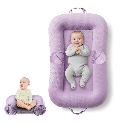 Baby Lounger Pillow : 2-in-1 Infant Lounger for Newborn 0-48 Months, Portable Tummy Time Mat for Home and Travel, Breathable & Soft Baby Seat for Baby, Babies Essentials Gifts
