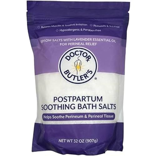 Doctor Butler’s Postpartum Soothing Bath Salts – Epsom Bath Salts for Women for Postpartum Recovery, Hemorrhoids, Discomfort, and Helps Soothe Perineum and Perineal Tissues After Birth (32 oz.)