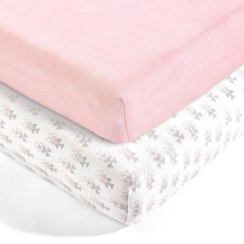 Lush Décor Pixie Fox Geo Organic Cotton Fitted Crib Sheet - Pink - 2pk
