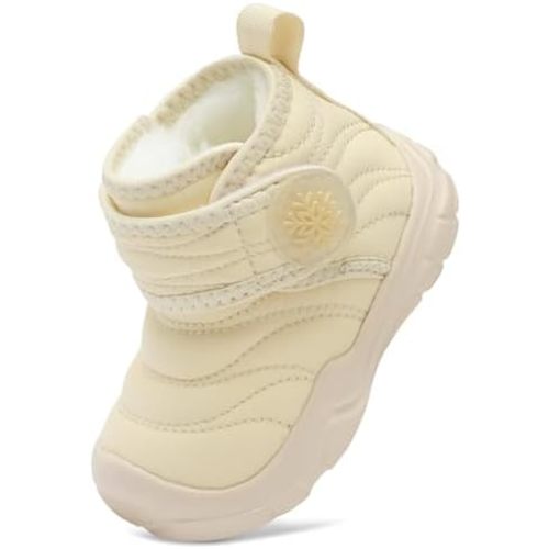 FEETCITY Baby Winter Warm Shoes Cozy Fleece Snow Boots Boys Girls Infant First Walking Shoes Water Resistance Booties