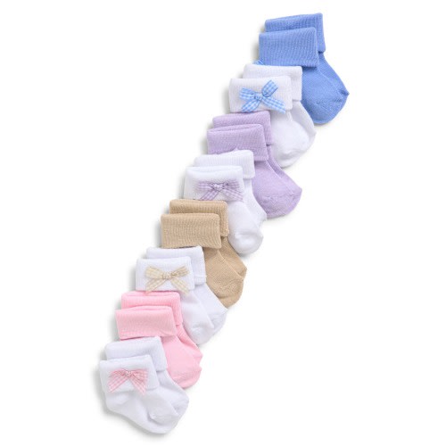 Assorted 8-Pack Cuffed Crew Socks with Bows
